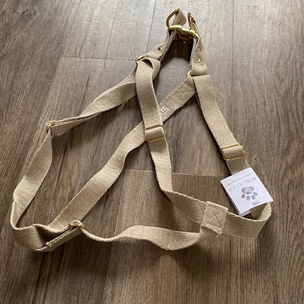 NEW Wiggly Woos Dog Harness Natural & Brass XL